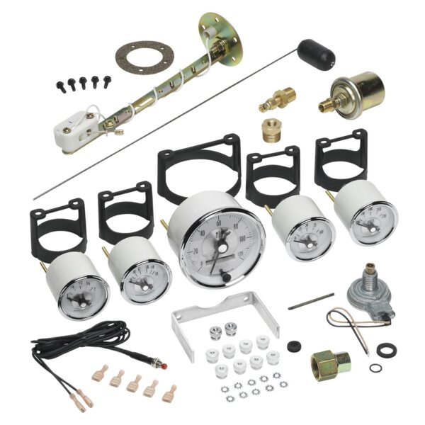 5 PC. GAUGE KIT, 3-3/8 in. & 2-1/16 in. , ELEC. SPEEDO W/ LCD ODO, PRESTIGE PEARL