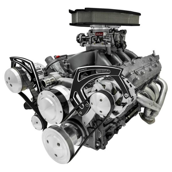 Chevy LS Style Track Serpentine System - Wide - AC & ALT - Black Onyx