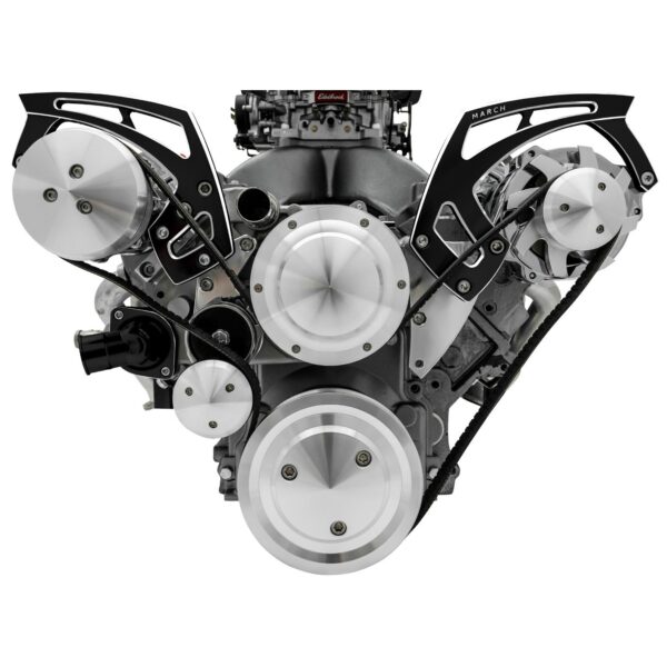 Chevy LS Style Track Serpentine System - Wide - AC & ALT - Black Onyx