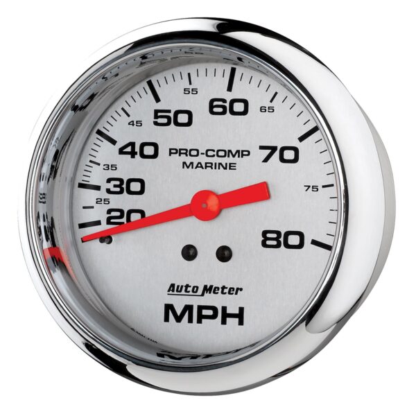 3-3/8 in. MECHANICAL SPEEDOMETER, 0-80 MPH, MARINE CHROME ULTRA-LITE