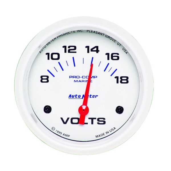2-5/8 in. VOLTMETER, 8-18V, MARINE WHITE