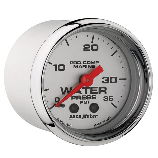 2-1/16 in. WATER PRESSURE, 0-35 PSI, MARINE CHROME ULTRA-LITE