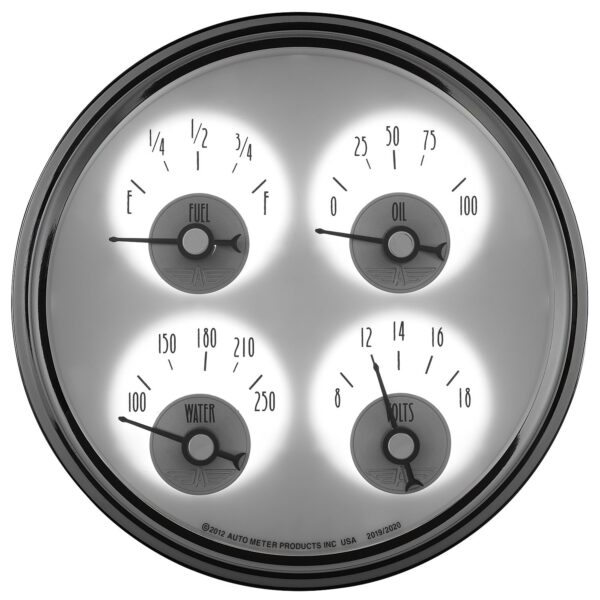 5 in. QUAD GAUGE, 100 PSI/100-250 Fahrenheit/8-18V/240-33 O, PRESTIGE PEARL