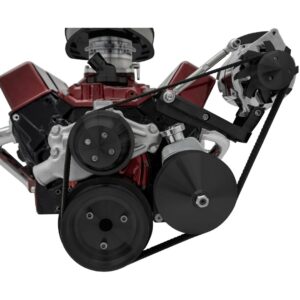 Small Block Chevy High Flow Serpentine Conversion, Outward - Saginaw-Key - Black