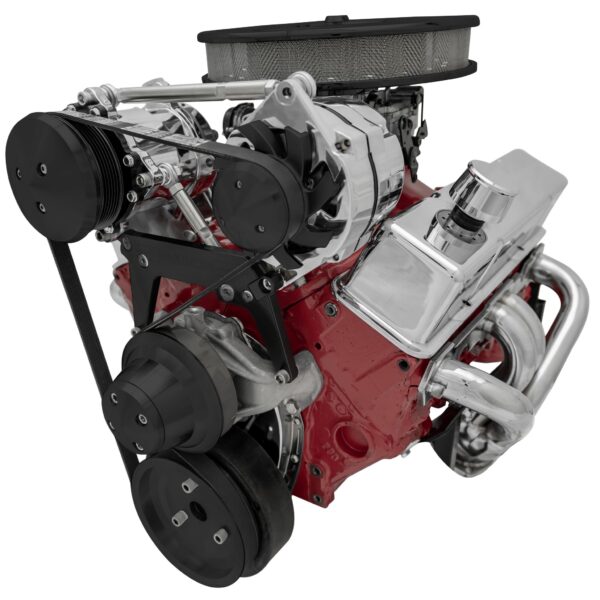Small Block Chevy High Moutn Serpentine Conversion - AC & ALT - Black
