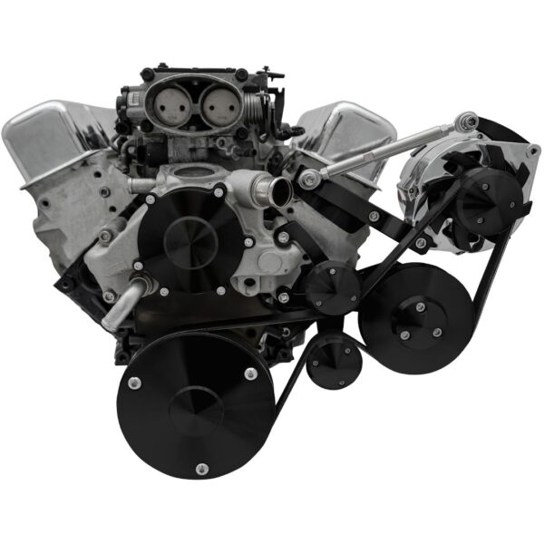 Chevy LT1 Gen II Serpentine Conversion; Outward; PS & ALT; GMT2; Camaro; Black