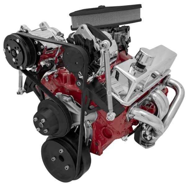 Small Block Chevy Serpentine Conversion Deluxe - AC & ALT - SWP - Black