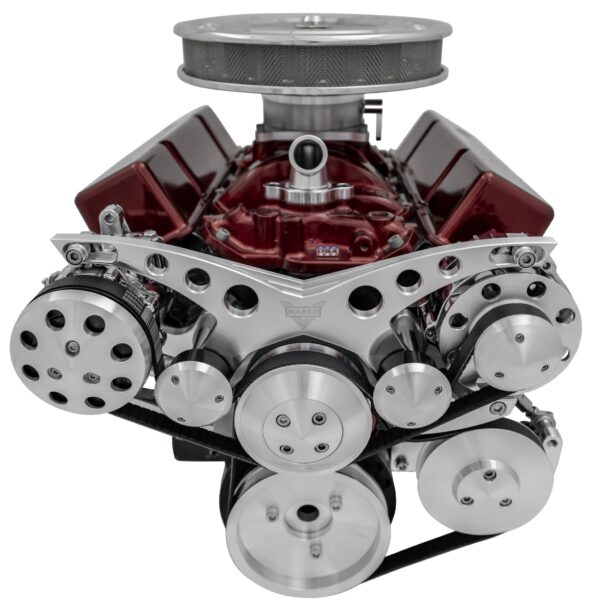 Small Block Chevy Revolver Serpentine System; Corvette - AC & PS - GMT2 - Chrome
