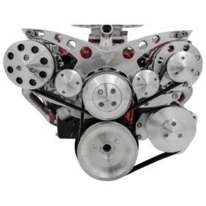 Small Block Chevy Revolver Serpentine System; Corvette - AC & PS - GMT2 - Chrome