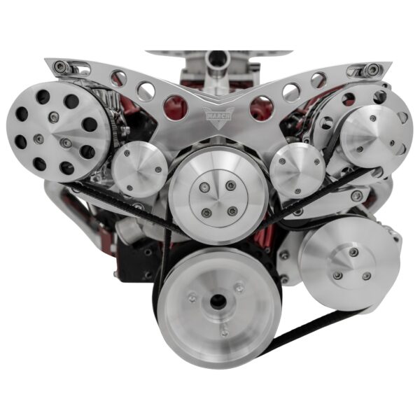 Small Block Chevy Revolver Serpentine System; Corvette - AC & PS - GMT2 - Chrome