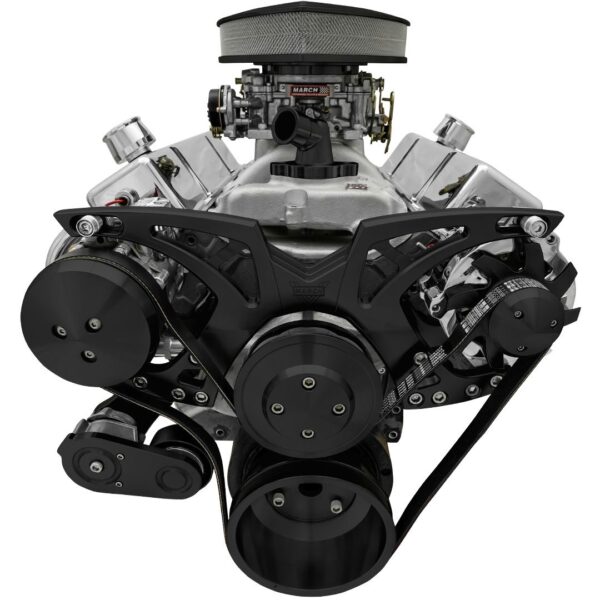 Big Block Chevy Style Track Serpentine System - AC & ALT - Black