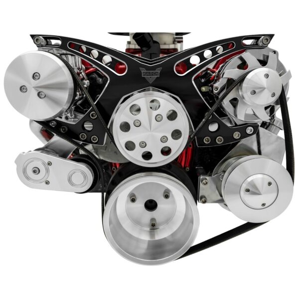 Big Block Chevy Revolver Serpentine System - AC & PS - Saginaw-Key - Black Onyx