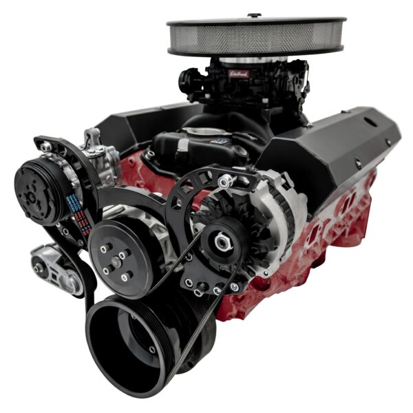 Small Block Chevy Sport Track Custom Serpentine System - AC & ALT - Black