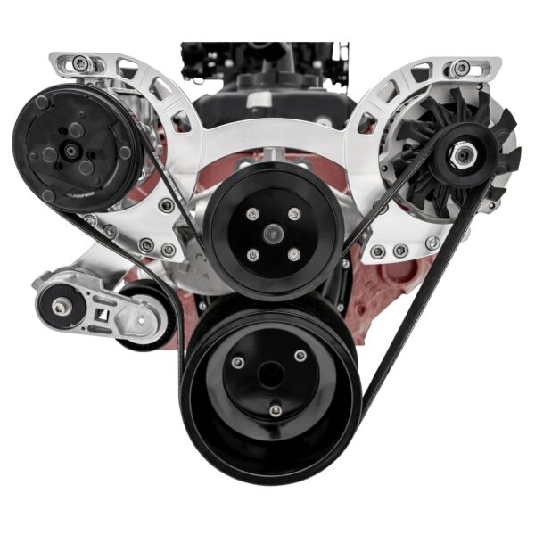 Small Block Chevy Sport Track Custom Serpentine System - AC & ALT - Silver