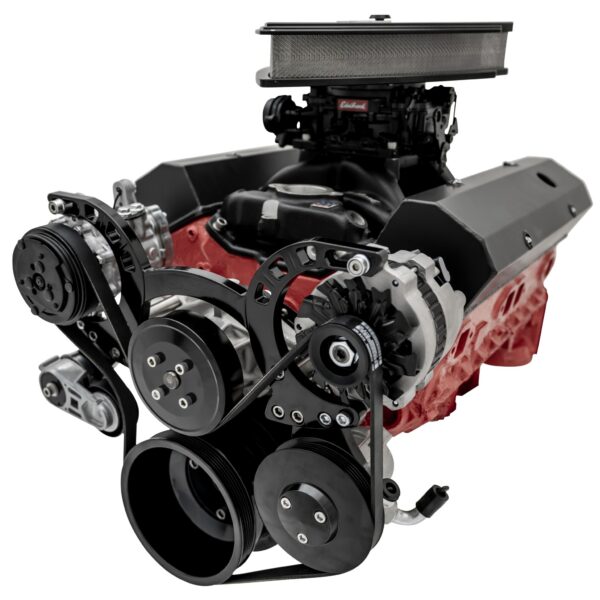 Small Block Chevy Sport Track Custom Serpentine System - AC & PS - GMT2 - Black