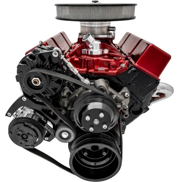 Small Block Chevy Sport Track Serpentine Conversion - AC & ALT - Black
