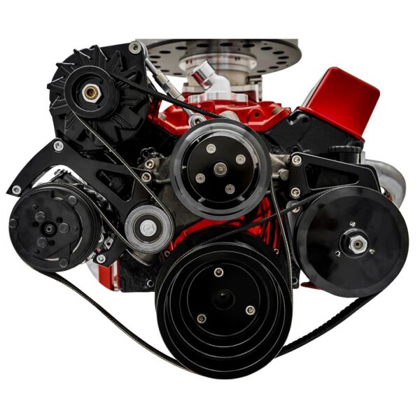 Small Block Chevy Black Sport Track Serpentine Conversion (AC/PS/ALT)