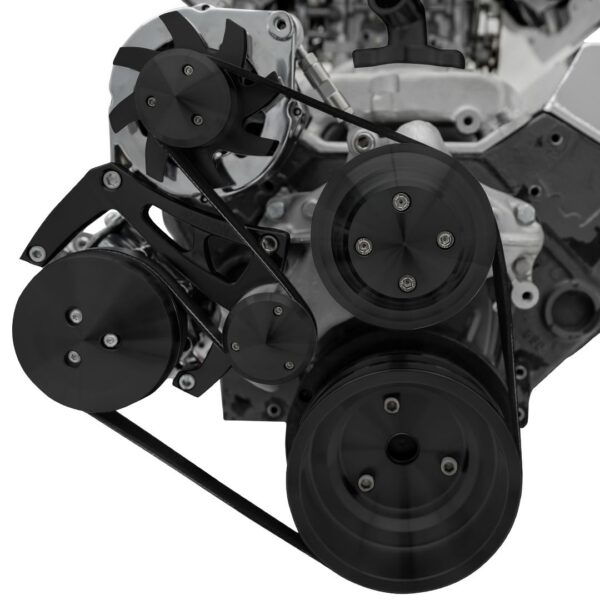 Small Block Chevy High Flow Serpentine Conversion Ultra - AC & ALT - Black