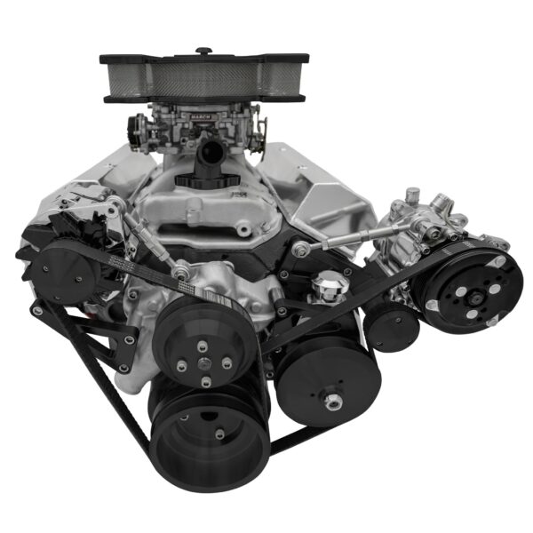 Small Block Chevy Serpentine Conversion Deluxe - AC & PS - Saginaw-Key - Black