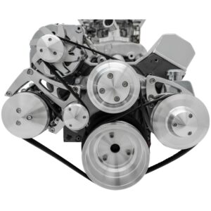 Small Block Chevy Serpentine Conversion - Chrome Accessories, AC & PS - 7176