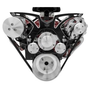 Big Block Chevy Style Track Serpentine System - EWP - PS & ALT - Black Onyx