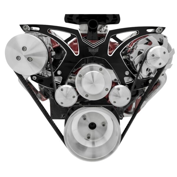 Big Block Chevy Style Track Serpentine System - EWP - PS & ALT - Black Onyx