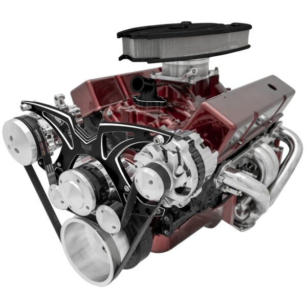Big Block Chevy Style Track Serpentine System - EWP - PS & ALT - Black Onyx