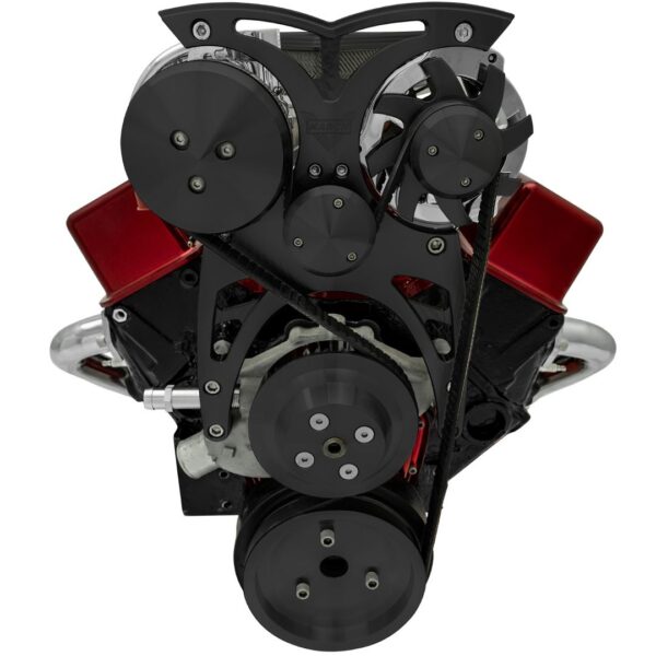 Small Block Chevy Style Track - Street Rod - AC & ALT - Black