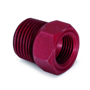 FITTING, ADAPTER, 1/2-1/16 in. NPT MALE, ALUMINUM, RED, FOR MECH. TEMP. GAUGE