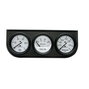 GAUGE CONSOLE, OILP/WTMP/VOLT, 2-1/16 in. , 100 PSI/280 Fahrenheit/16V, WHT DIAL, BLK BZL, AG