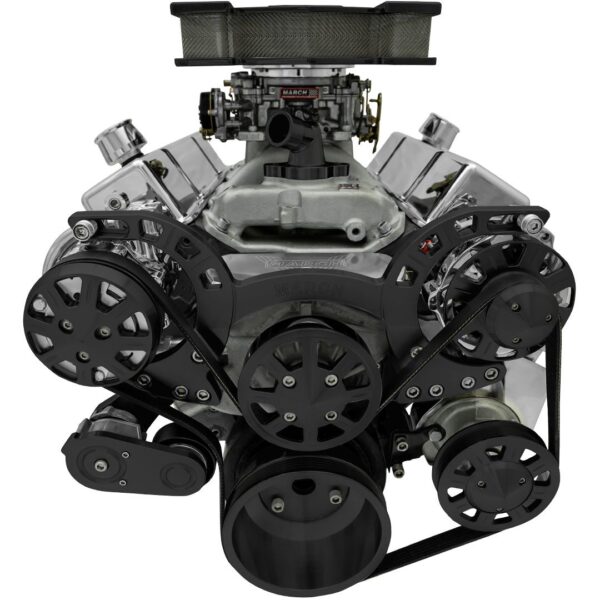 Big Block Chevy Sport Track Serpentine System - AC & PS - Saginaw-Key - Black