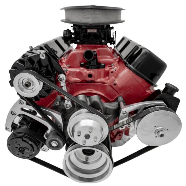 Small Block Chevy Sport Track Serpentine Conversion AC & PS Saginaw-Key - Silver