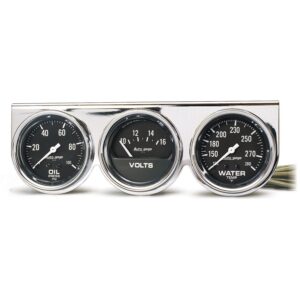 GAUGE CONSOLE, OILP/WTMP/VOLT, 2-5/8 in. , 100 PSI/280 Fahrenheit/16V, BLK DIAL, CHROME BZL, AG