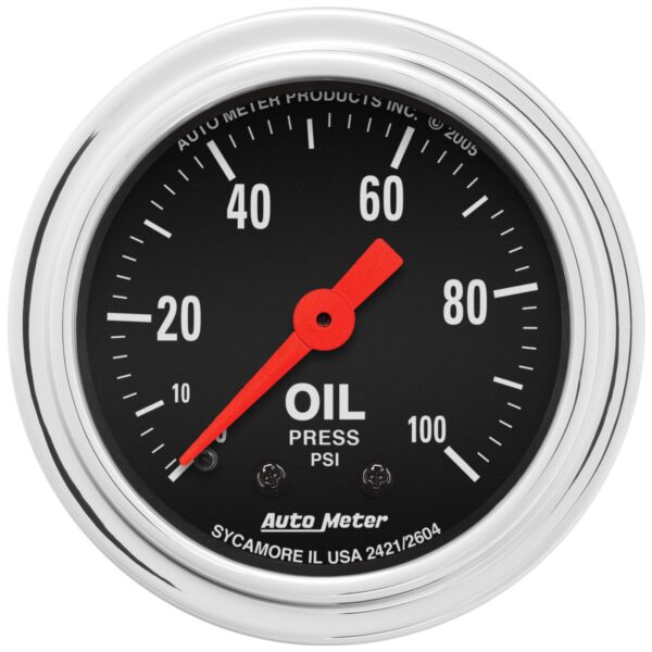 2-1/16 in. OIL PRESSURE, 0-100 PSI, TRADITIONAL CHROME