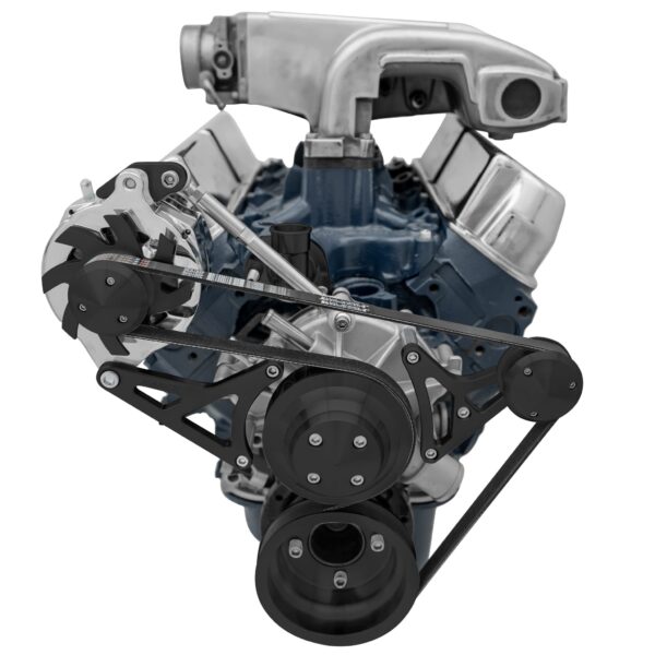 Small Block Ford High Flow Serpentine Conversion Deluxe - 302 - ALT Only - Black