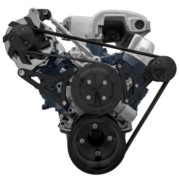 Small Block Ford High Flow Serpentine Conversion; 351W; ALT Only; Reverse; Black
