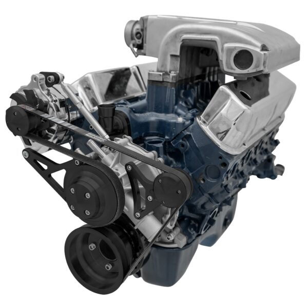 Small Block Ford High Flow Serpentine Conversion; 351W; ALT Only; Reverse; Black