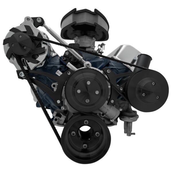 Small Block Ford Serpentine Conversion Ultra; Mid-Mount; 302; PS-Mustang; Black
