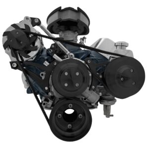 Small Block Ford Serpentine Conversion; Mid-Mount - 302 - PS-Saginaw - Black