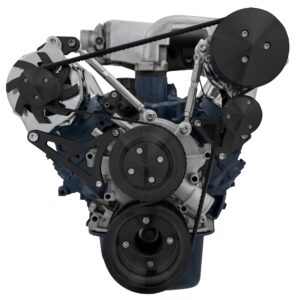 Small Block Ford High Flow Serpentine Conversion Ultra - 351W - AC & ALT - Black