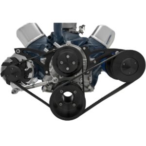 Small Block Ford Serpentine Conversion; 302; Early; 4 Bolt; PS-Mustang; Black