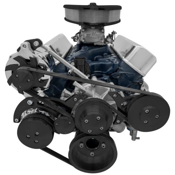Small Block Ford Serpentine System - Reverse - 4 Bolt - AC - GMT2 - Black