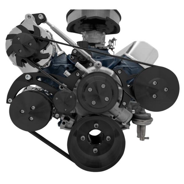 Small Block Ford Serpentine System - Reverse - 4 Bolt - AC - GMT2 - Black