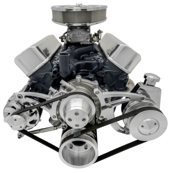 Small Block Ford Serpentine Conversion Ultra; 351W - Early - 4 Bolt - PS-Saginaw
