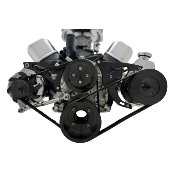 Small Block Ford Serpentine System - 351W - Early - 4 Bolt - PS-Saginaw - Black