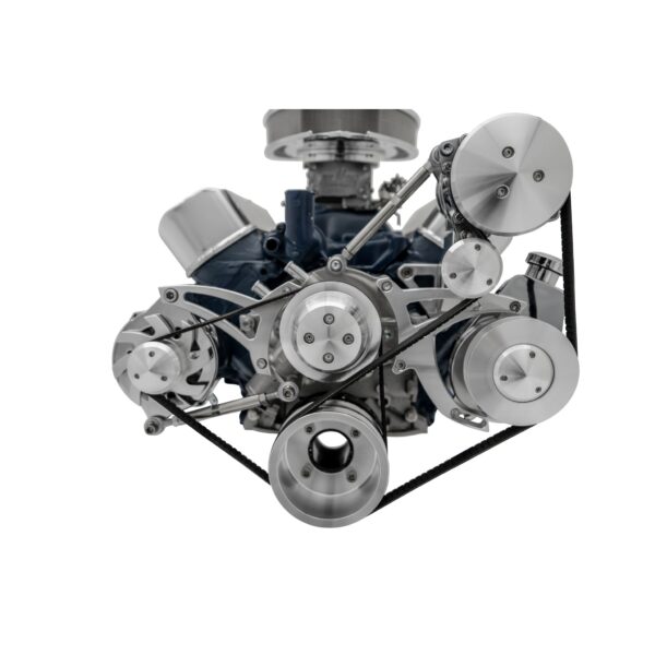 Small Block Ford Serpentine System; AC; Early; 4 Bolt; PS-Saginaw; 302; Black