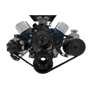 Small Block Ford Serpentine Conversion; 302; Late; 4 Bolt; PS-Saginaw; Black