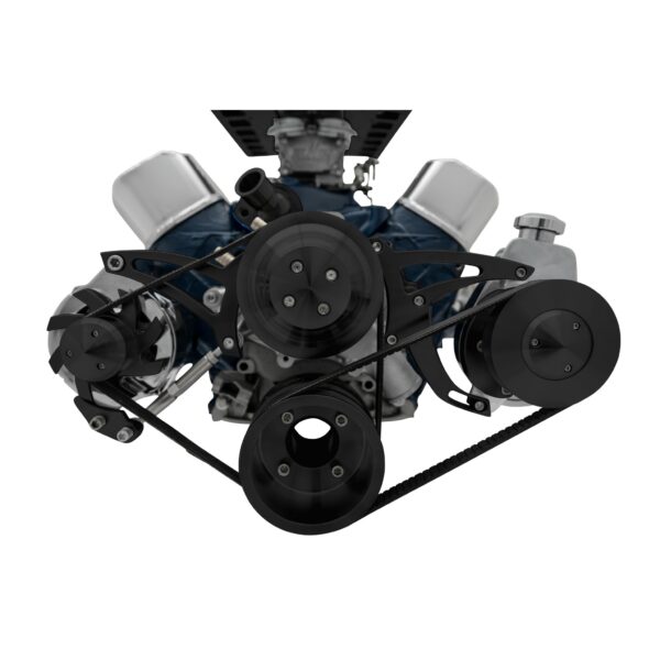 Small Block Ford Serpentine Conversion; PS-Saginaw; Early; 3 Bolt - 302 - Black
