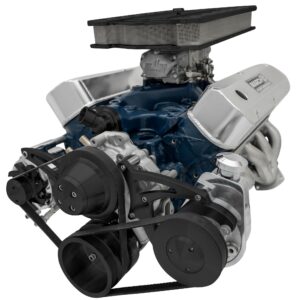 Small Block Ford Serpentine Conversion Ultra 351W Late 4 Bolt PS Saginaw - Black