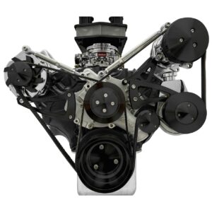 Big Block Ford Serpentine Conversion Ultra; AC & PS; 508; Saginaw-Press; Black
